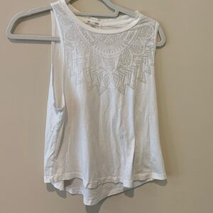 Billabong White High Neck Tank with Burnout Geometric Detailing